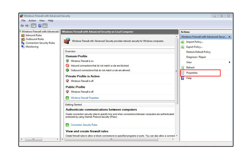 Windows Firewall Properties