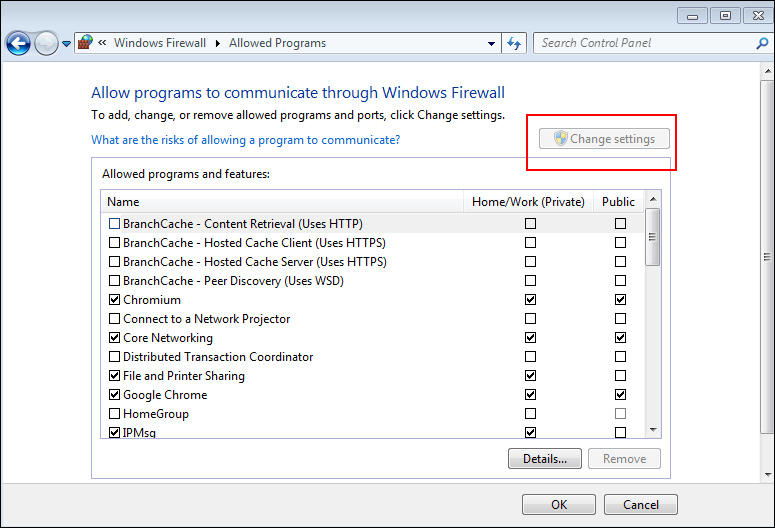 Windows Firewall Settings 